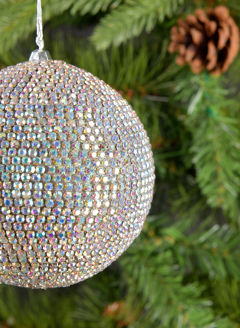 3.5in Round Shimmer Crystal Bead Ornament Decor Jamali-garden