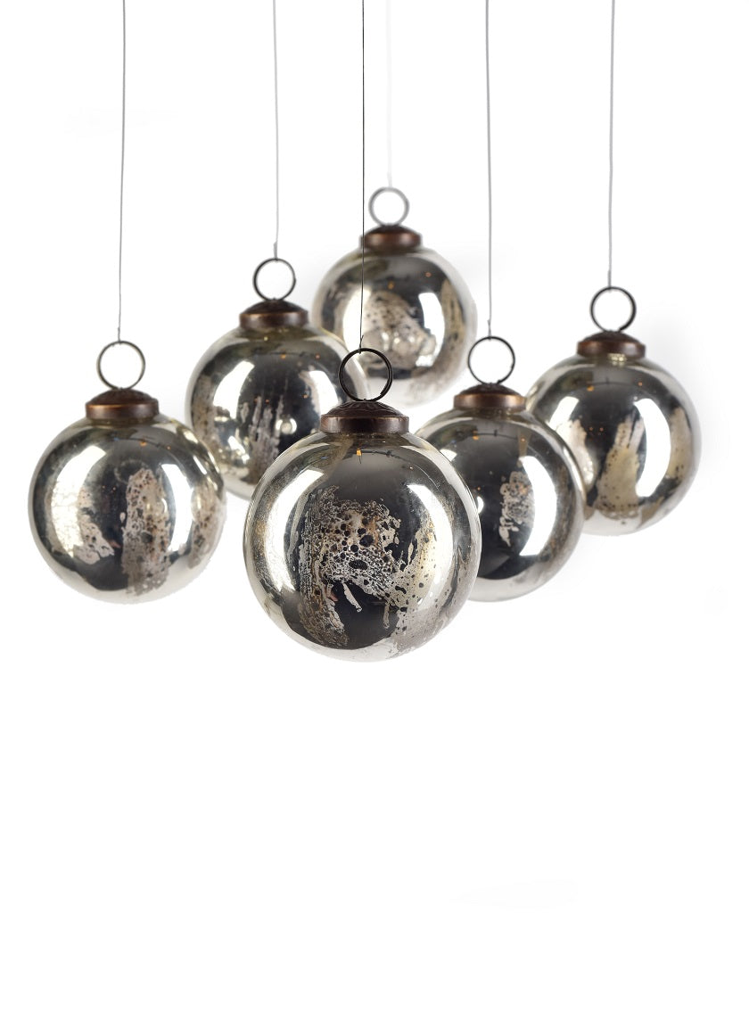 3in Round Antique Silver Ball Ornament In Window Box Decor Jamali-garden