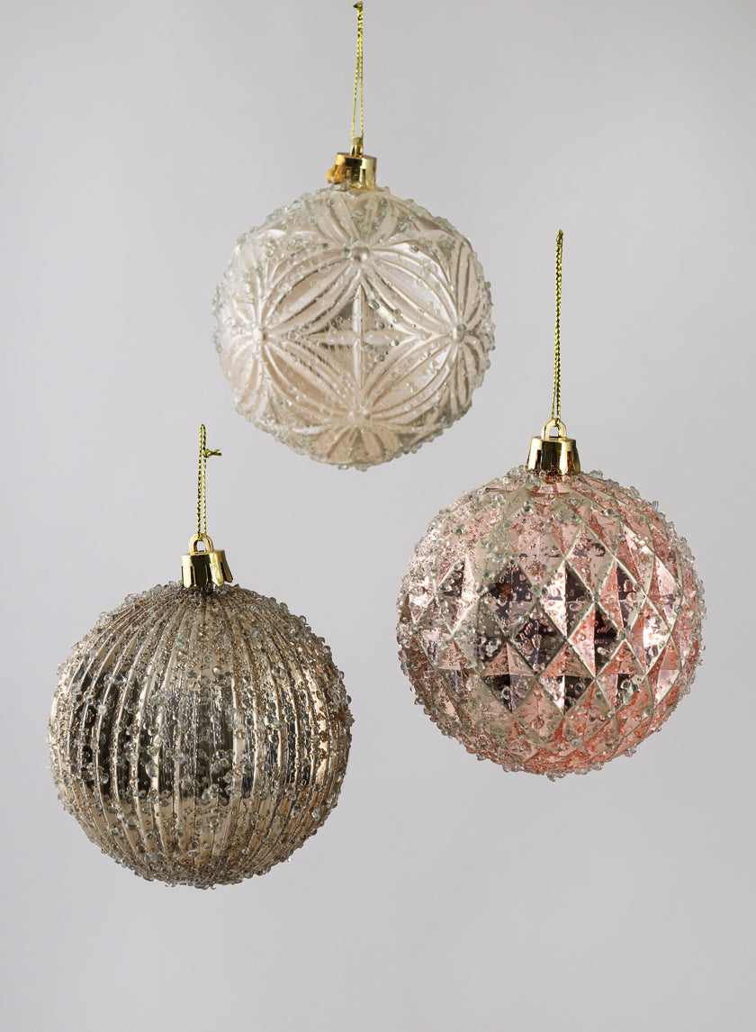 3in Round Gilded Pink, Brown, and Pearl, Set of 6 Decor Jamali-garden
