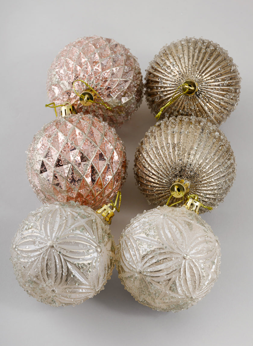 3in Round Gilded Pink, Brown, and Pearl, Set of 6 Decor Jamali-garden