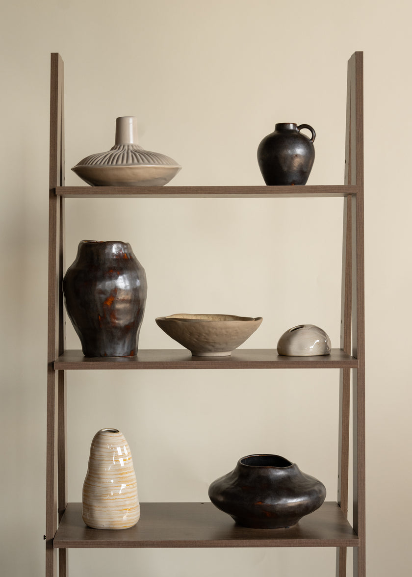 9in Wide Mashiko Aged Brown Artisan Bowl Decor Jamali-garden