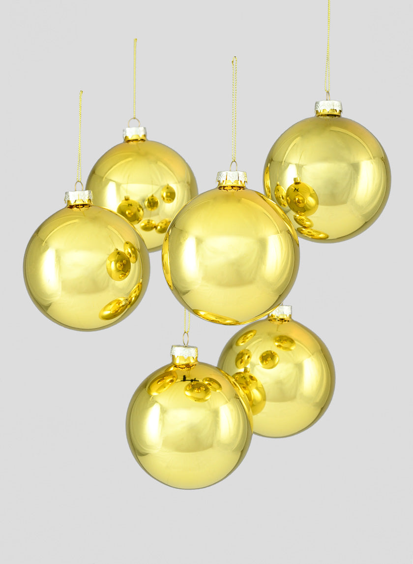 4in Round Shiny Gold Glass Ball Ornament Decor Jamali-garden