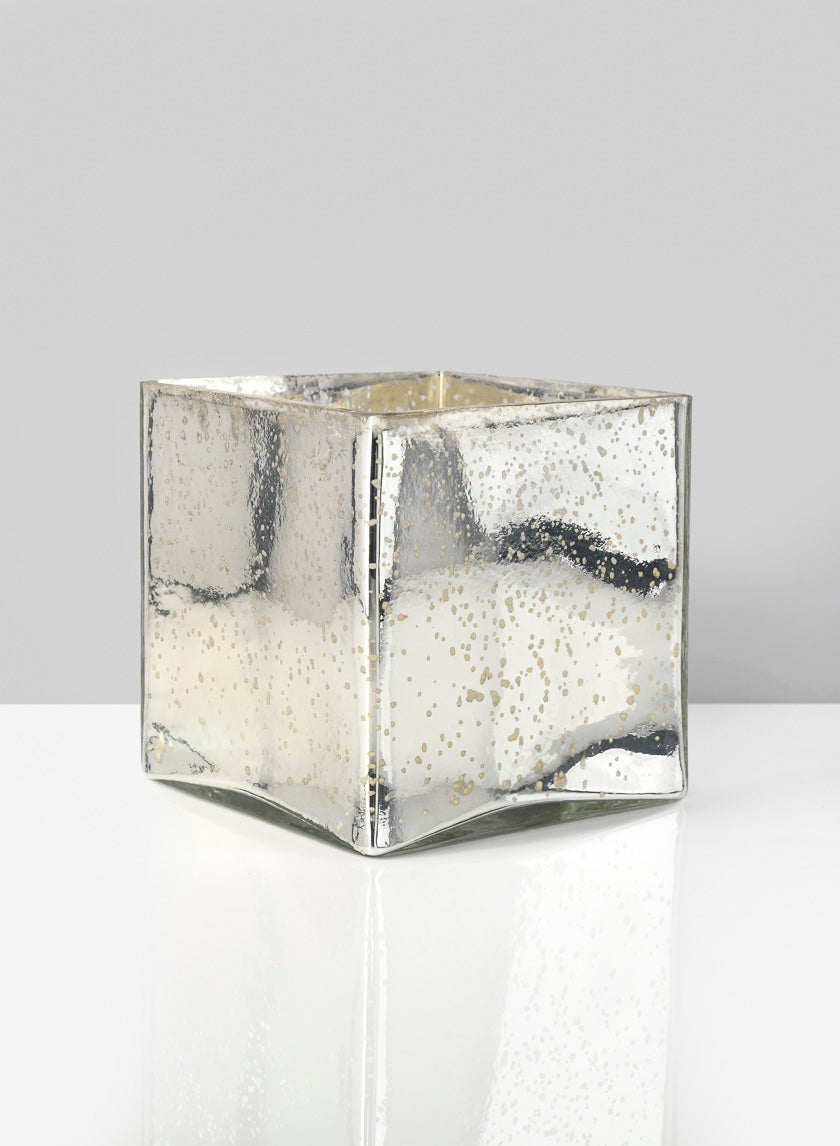 Antique Silver Glass Square Vases Decor Jamali-garden