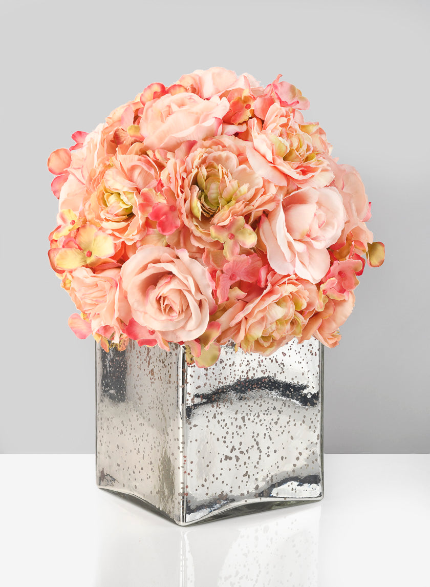 Antique Silver Glass Square Vases Decor Jamali-garden