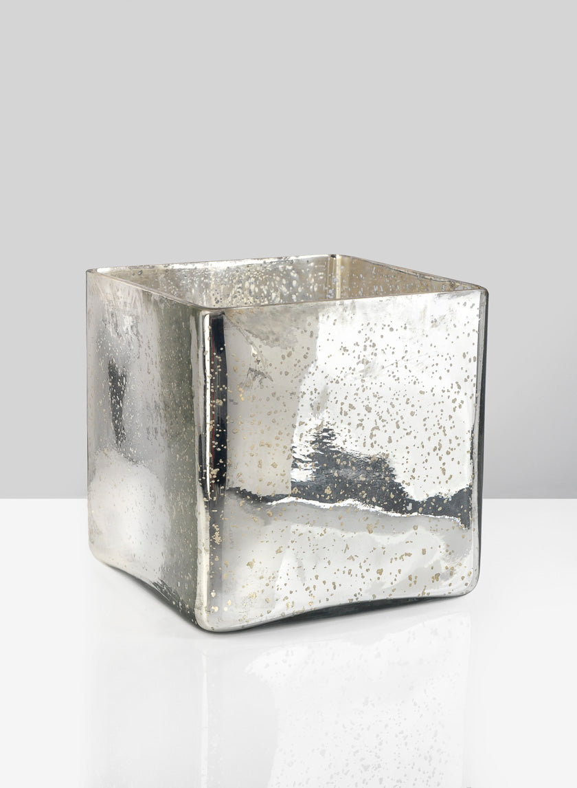 Antique Silver Glass Square Vases Decor Jamali-garden