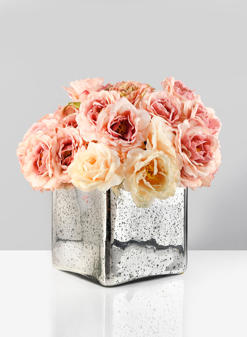 Antique Silver Glass Square Vases Decor Jamali-garden