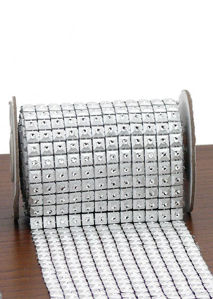 8ft Silver Stud &amp; Square Silver Stud Diamond Ribbons Decor Jamali-garden