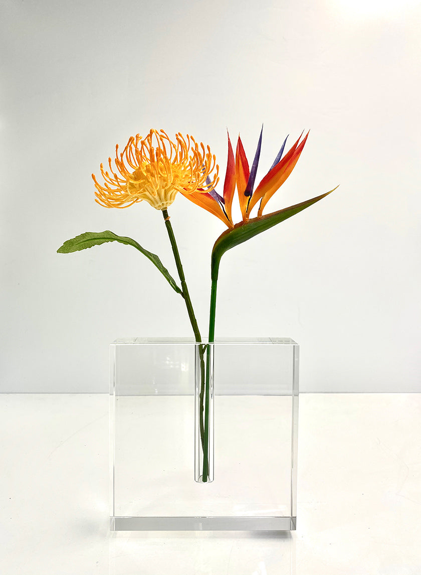 Space Modern Square Crystal Glass Vase Decor Jamali-garden