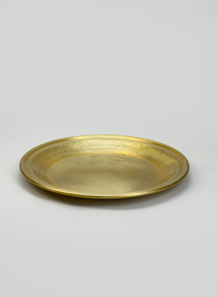 12in Wide Damascus "Brass Look" Aluminum Tray Decor Jamali-garden
