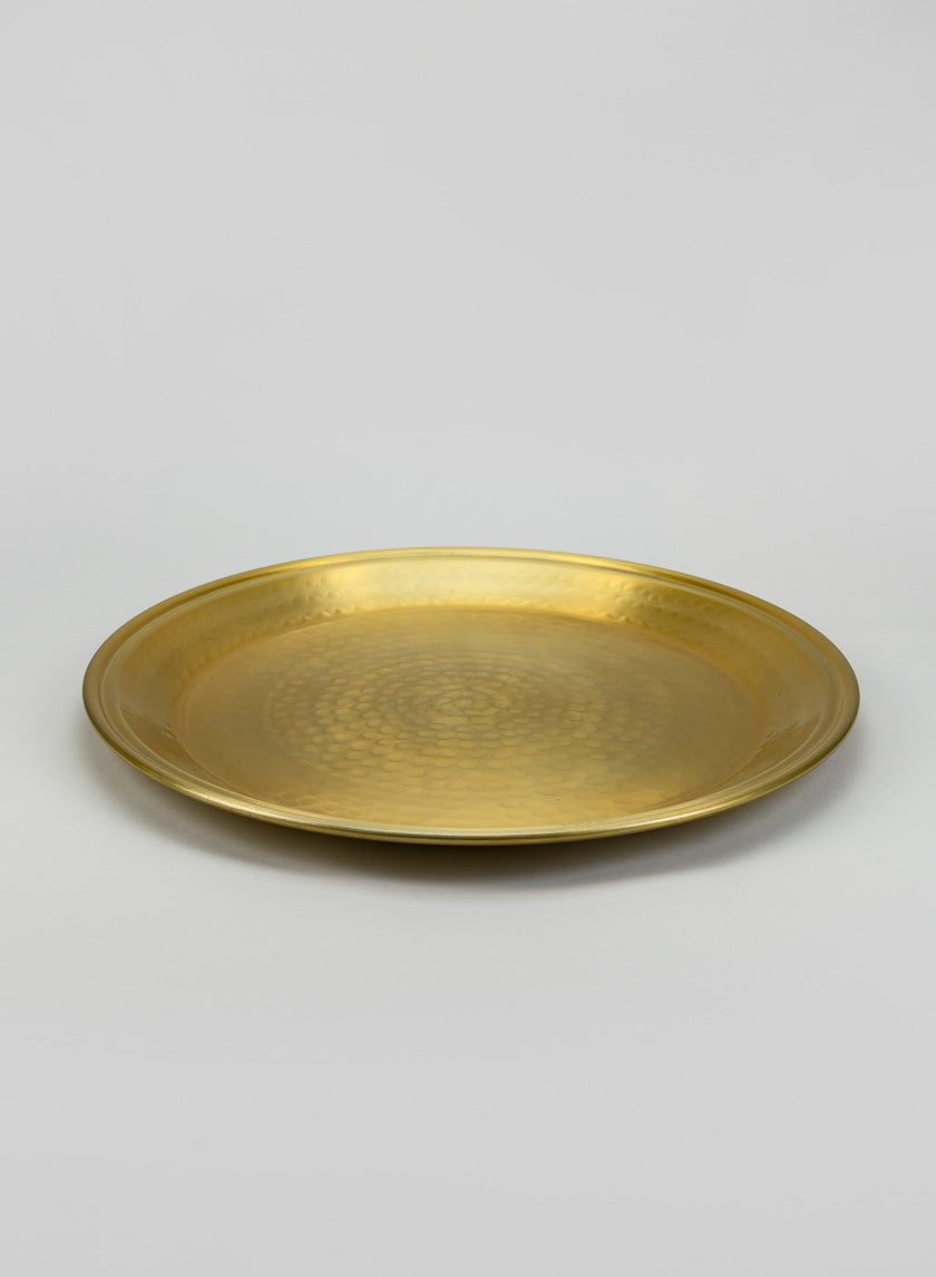 17.5in Wide Damascus "Brass Look" Aluminum Tray Decor Jamali-garden