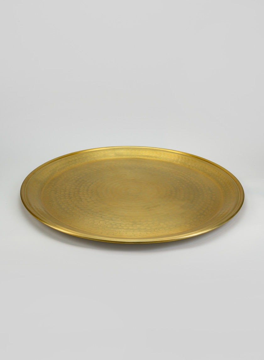 23.5in Wide Damascus "Brass Look" Aluminum Tray Decor Jamali-garden