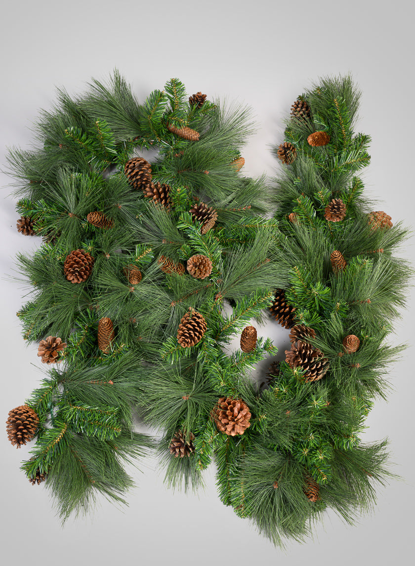 115in Long Hard Needle Garland, 35 Pinecones Decor Jamali-garden