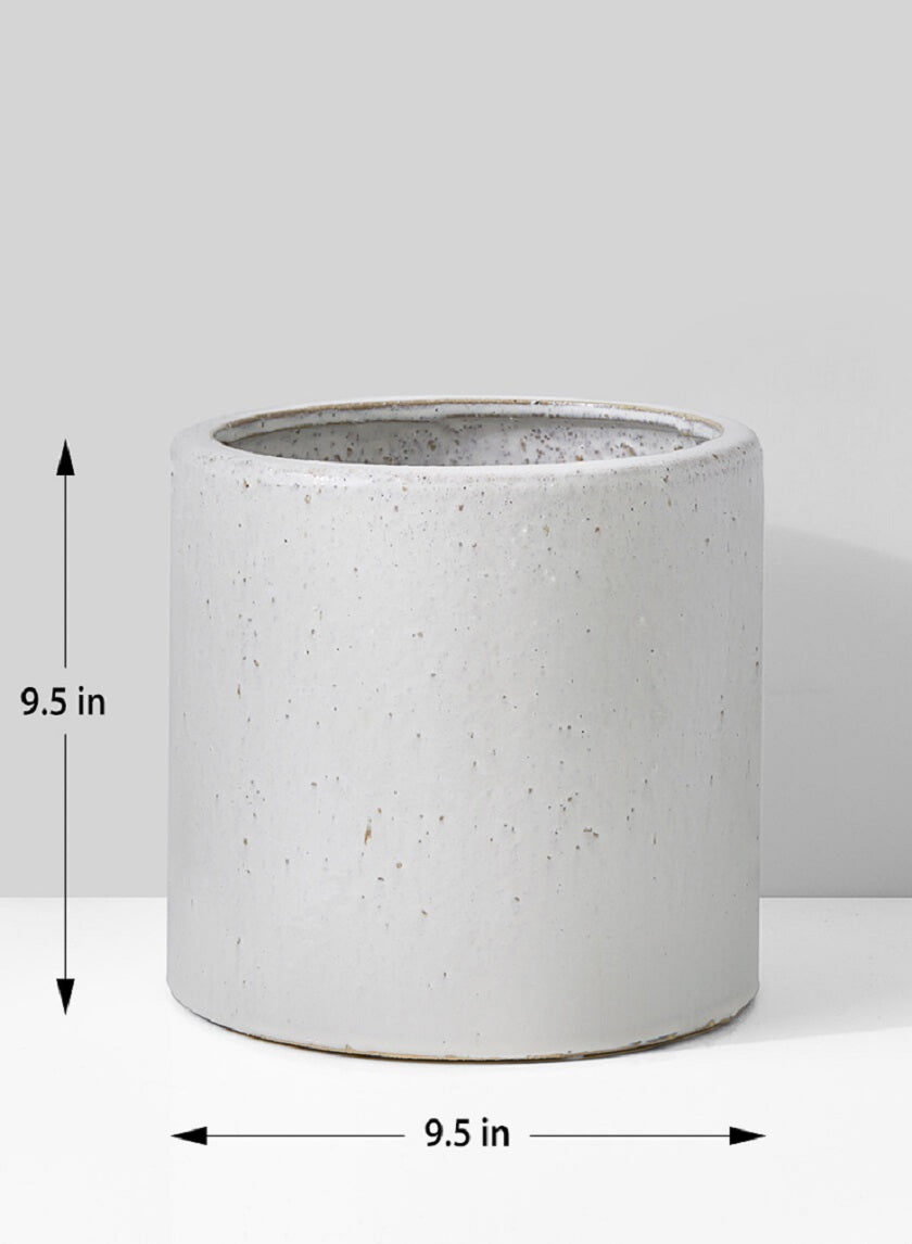 9.5in Tall White Ceramic Round Cachepot Decor Jamali-garden
