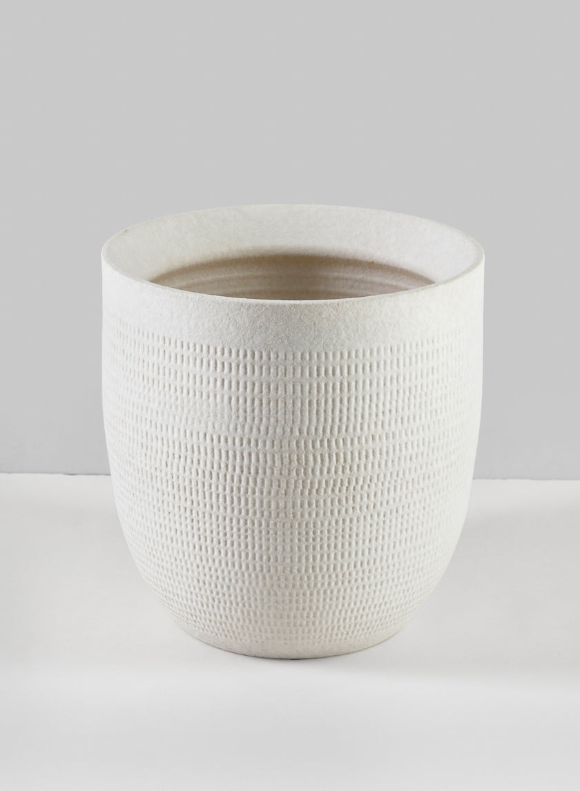 7in Tall Santorini Sand White Cachepot Decor Jamali-garden