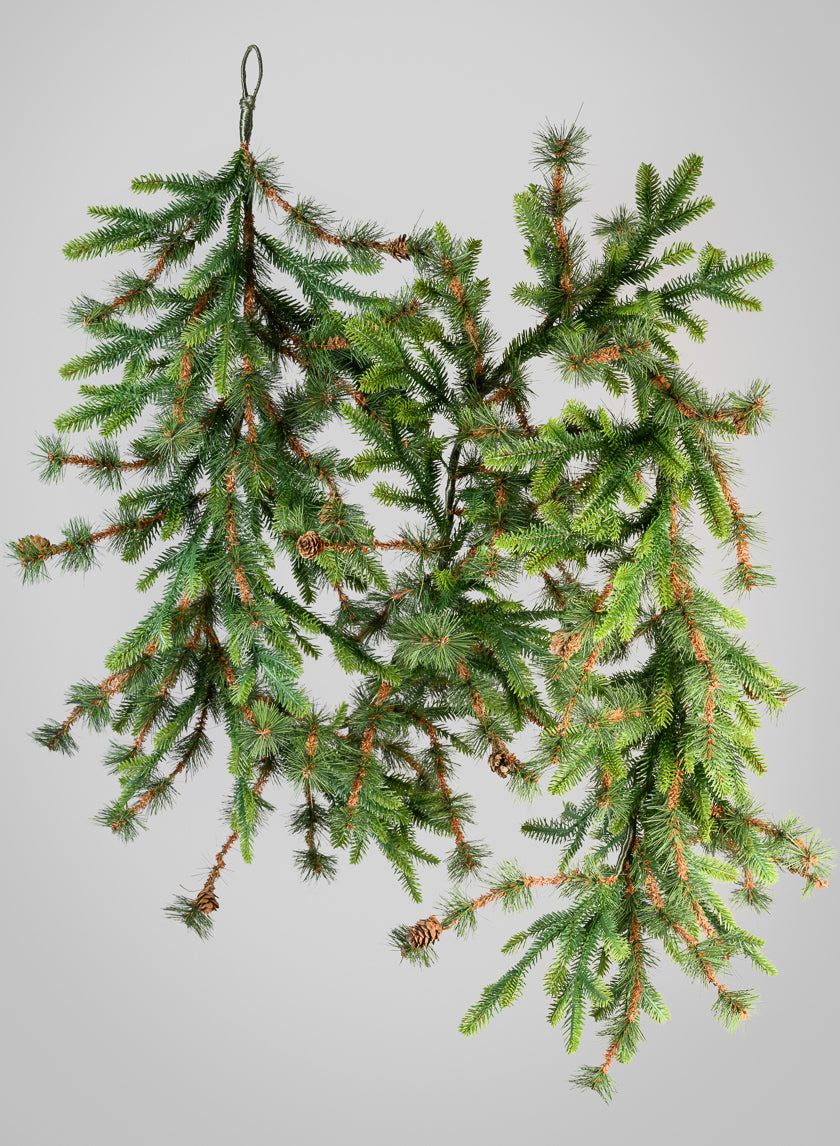 80in Long PE/Hard Needle Garland,360 tips,16 pinecones Decor Jamali-garden