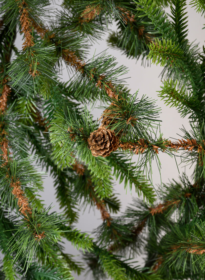 80in Long PE/Hard Needle Garland,360 tips,16 pinecones Decor Jamali-garden