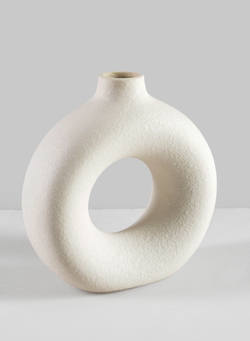 9.5in Tall Kei Vase Sand White Decor Jamali-garden