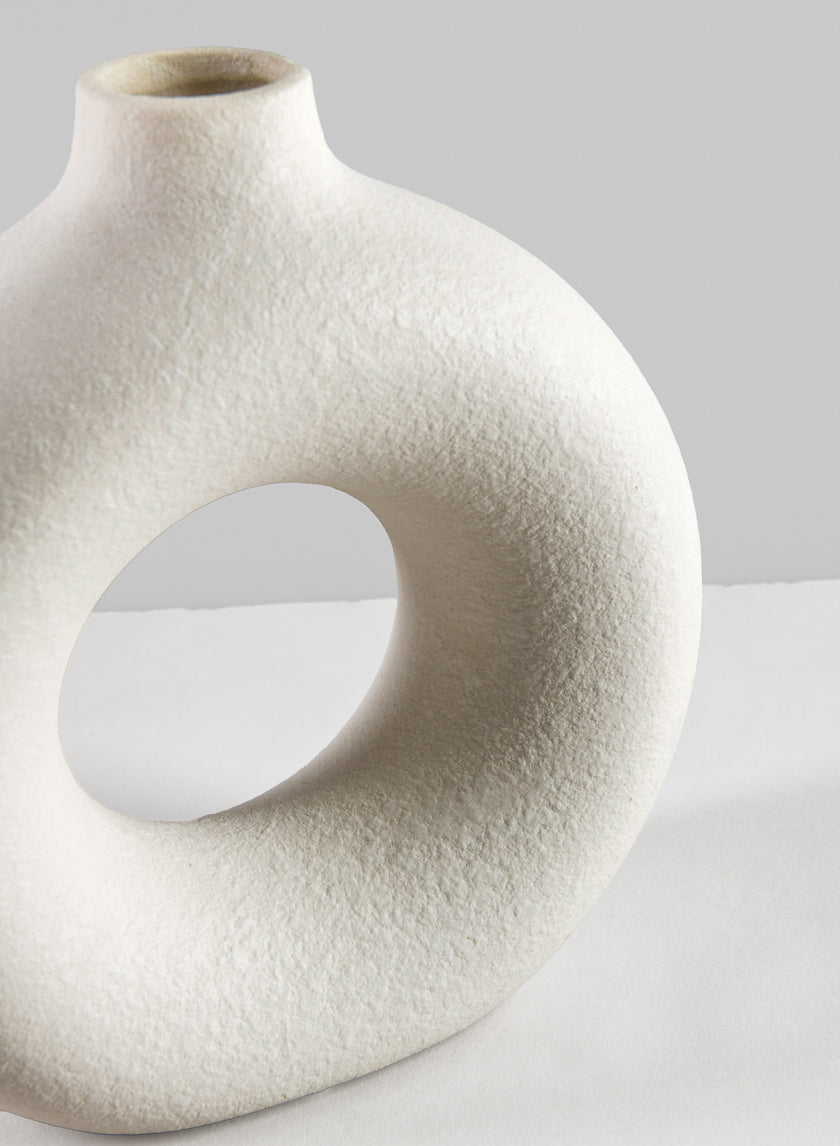 9.5in Tall Kei Vase Sand White Decor Jamali-garden