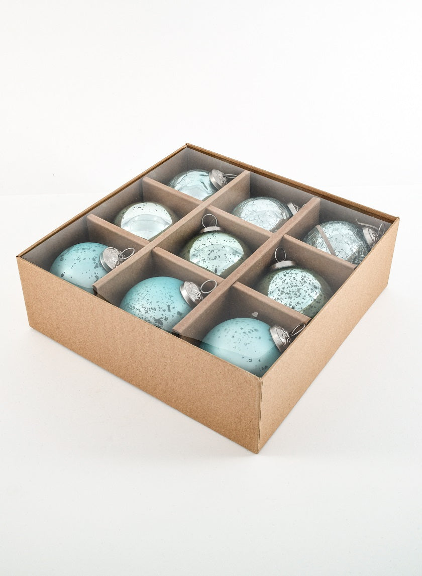 3in Round Teal Mix Glass Ornament Balls Decor Jamali-garden