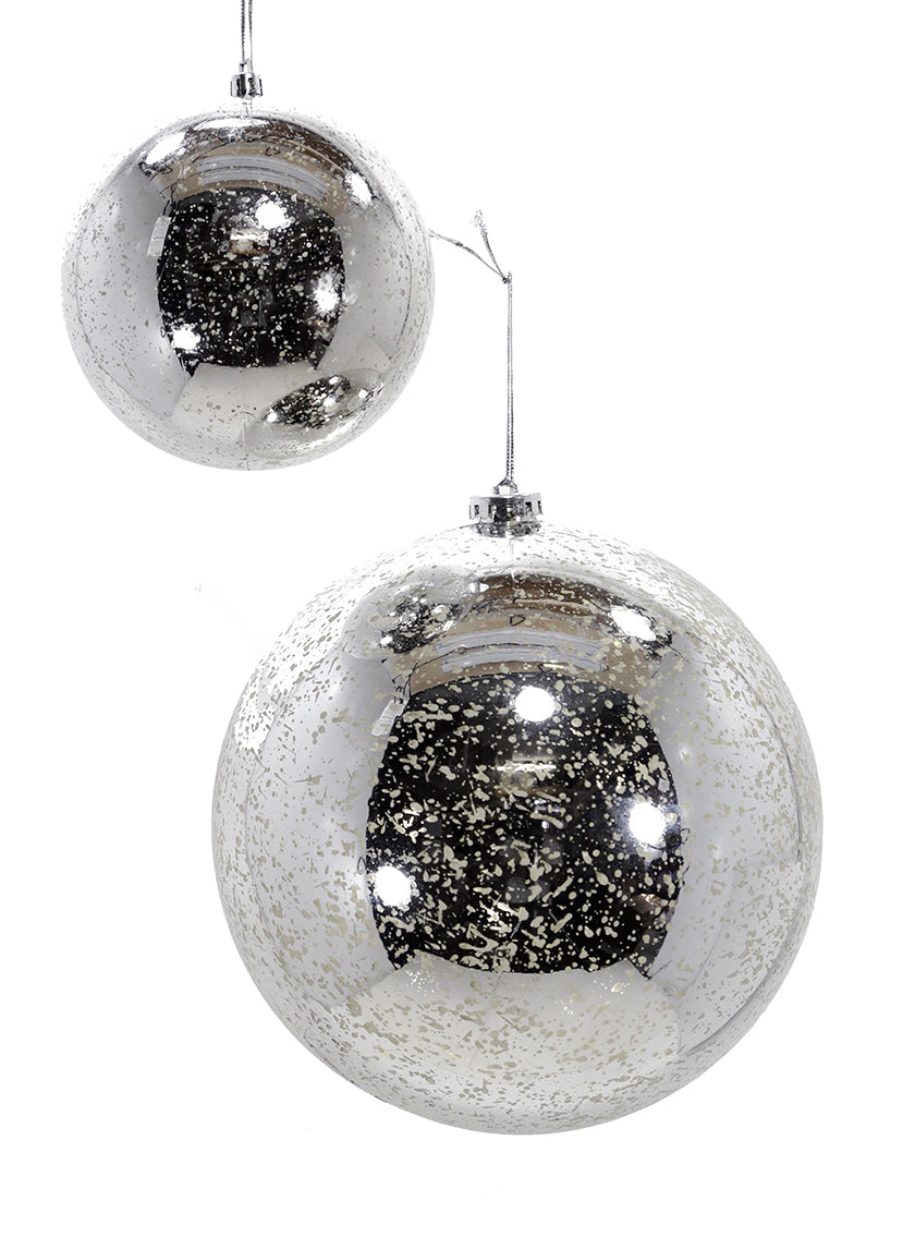 4.75in Round Silver Mercury Glass Plastic Ornament Ball (120mm) Decor Jamali-garden