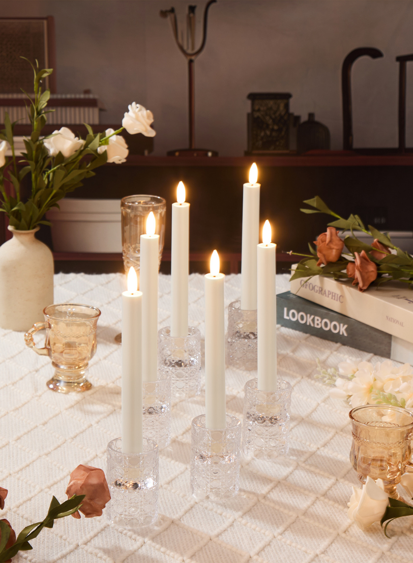 9in Tall White Taper Candles with Remote, Set of 6 Decor Jamali-garden