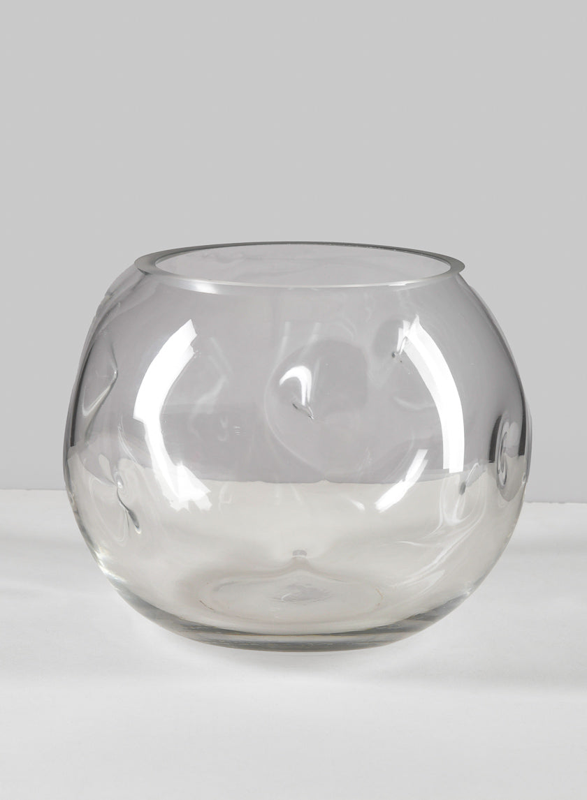 7.5in Wide Luster Dimpled Clear Fishbowl Glass Vase Decor Jamali-garden