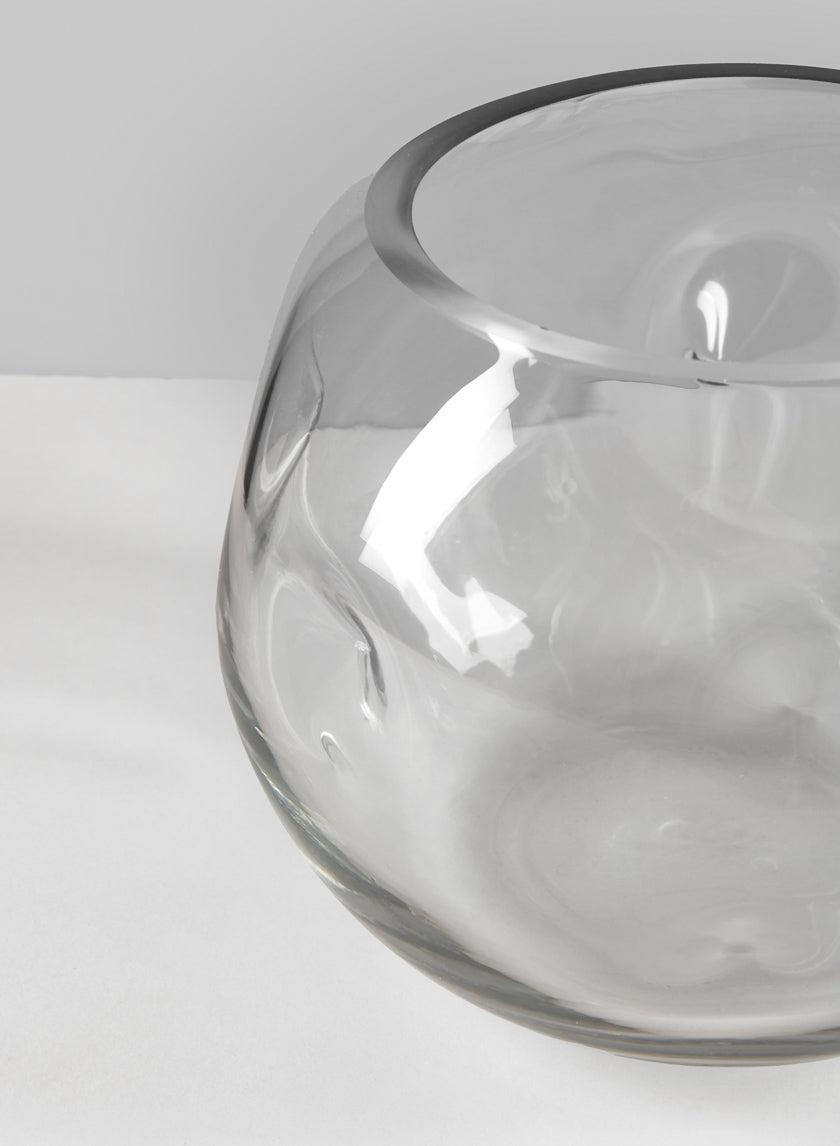 7.5in Wide Luster Dimpled Clear Fishbowl Glass Vase Decor Jamali-garden