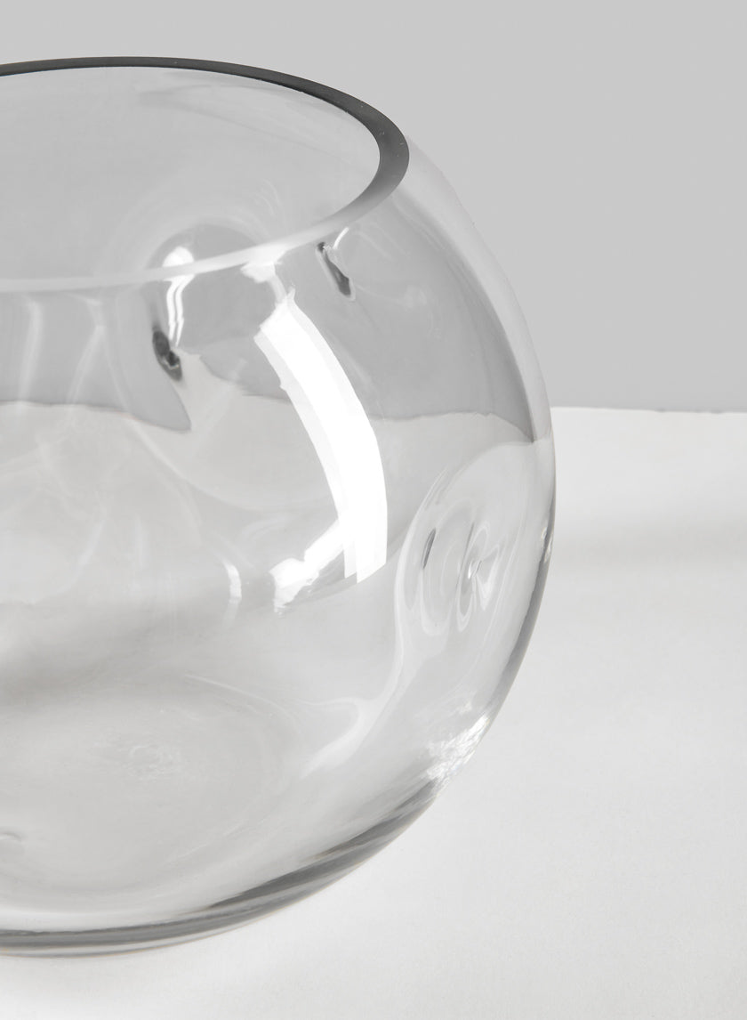 7.5in Wide Luster Dimpled Clear Fishbowl Glass Vase Decor Jamali-garden