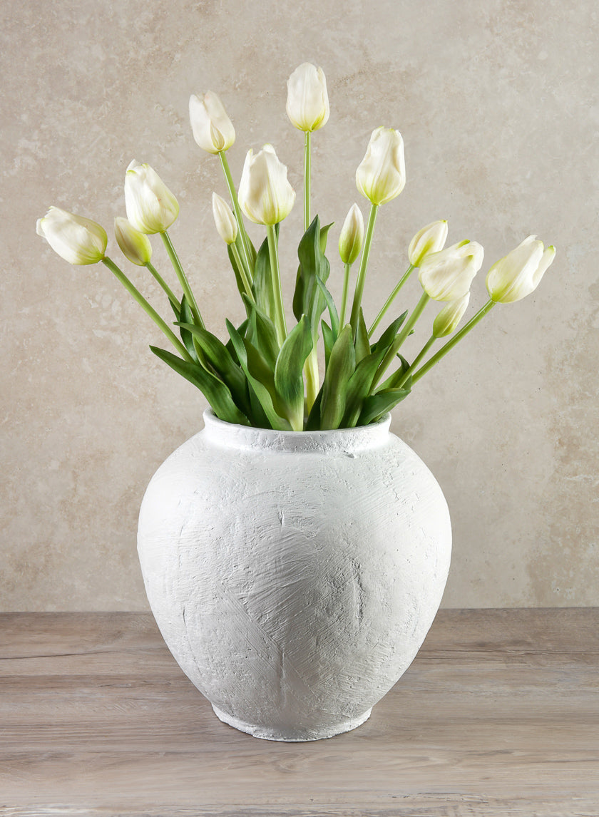 11in Tall Santorini White Washed Urn Decor Jamali-garden