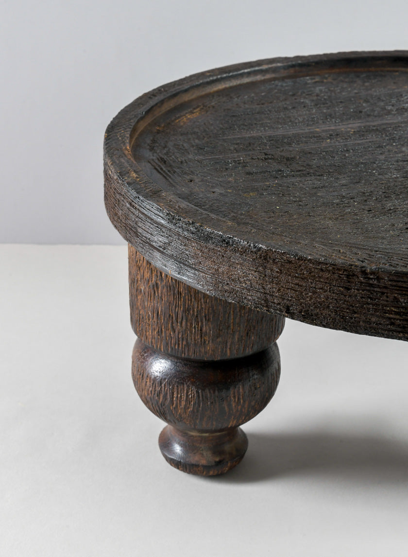 14in Wide Banjara Reclaimed Look Black Rugged Wood Stand Decor Jamali-garden