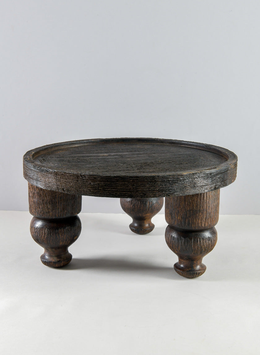 14in Wide Banjara Reclaimed Look Black Rugged Wood Stand Decor Jamali-garden