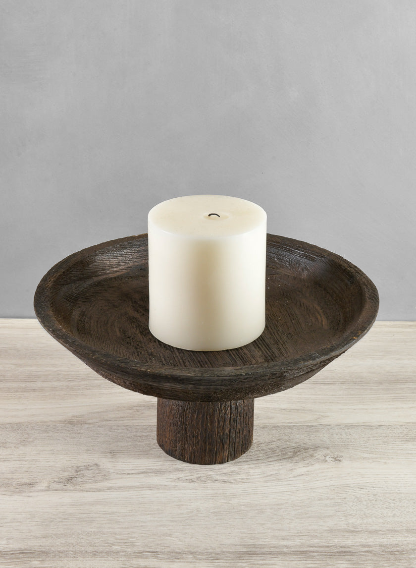 11.5in Wide Banjara Reclaimed Look Black Rugged Wood Plate Stand Decor Jamali-garden