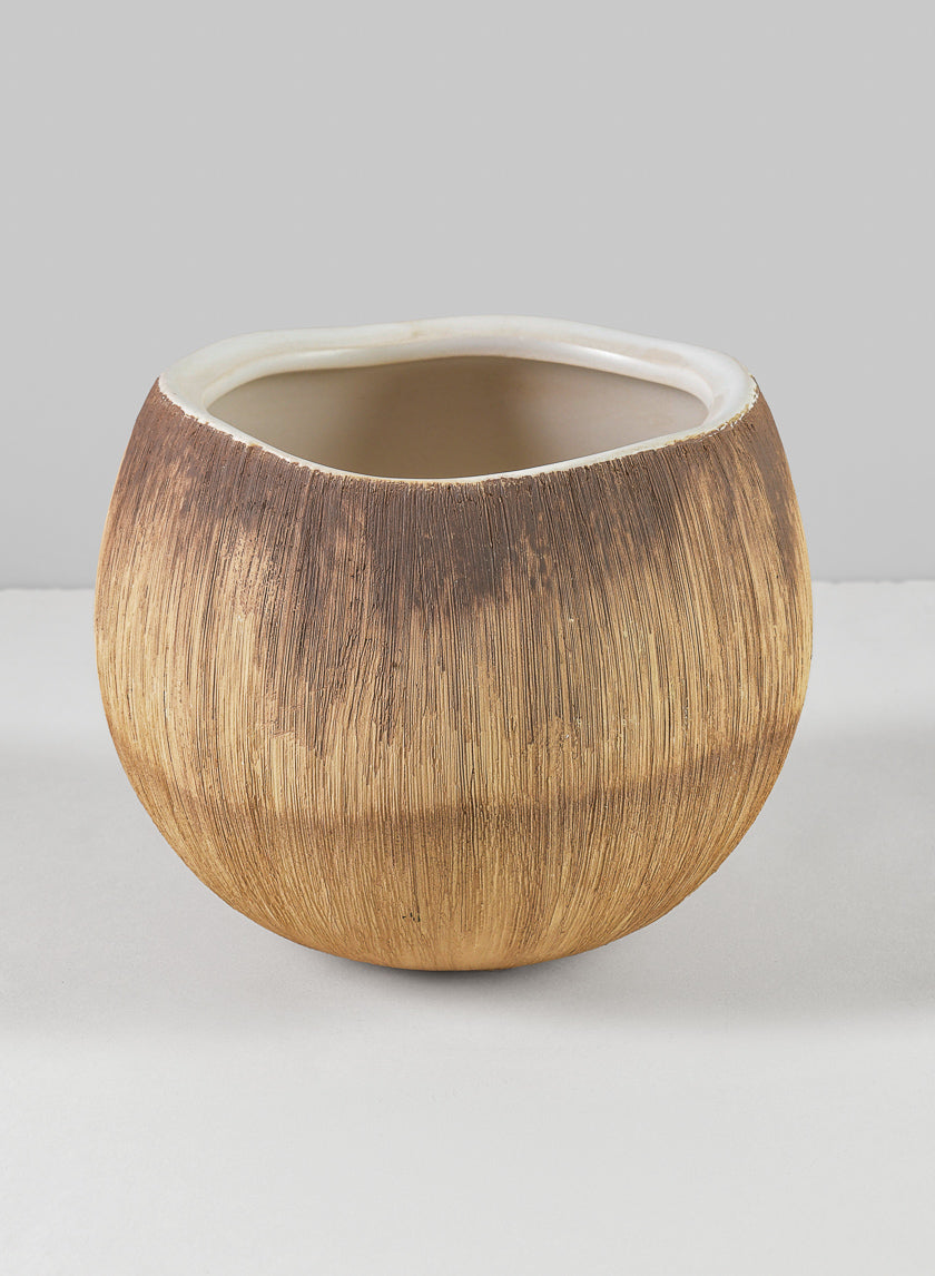6in Wide Bali Coconut Ceramic Vase Decor Jamali-garden