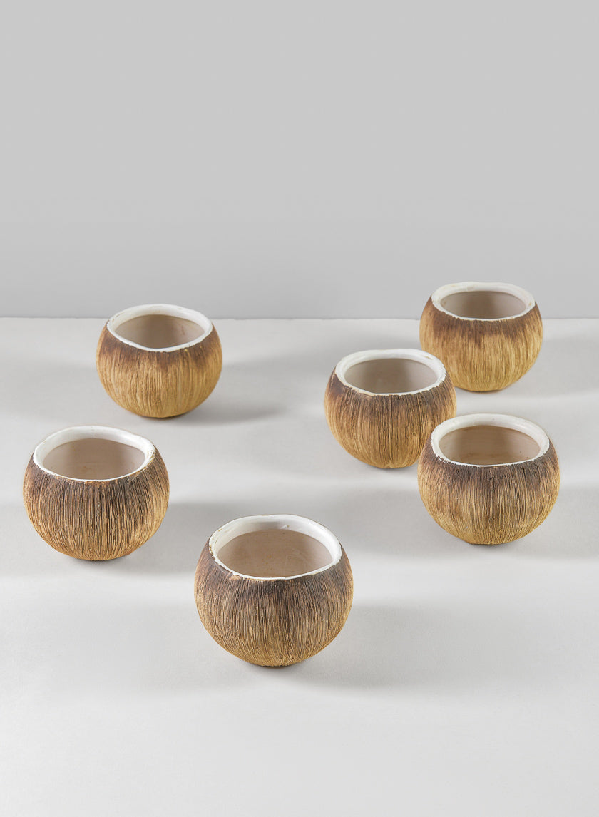 3in Wide Bali Coconut Mini Ceramic Vase Decor Jamali-garden