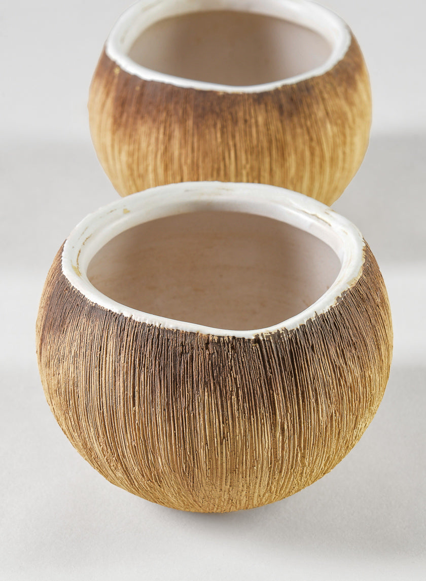 3in Wide Bali Coconut Mini Ceramic Vase Decor Jamali-garden