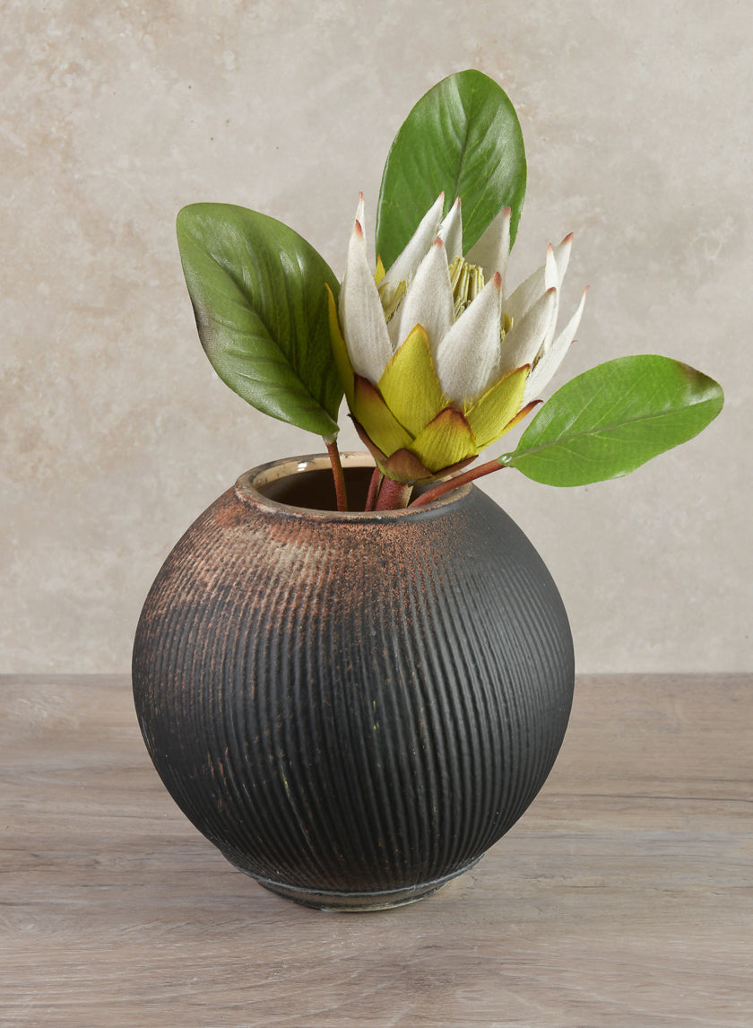 6.5in Wide Bashira Ethnic Aged Clay Fishbowl Decor Jamali-garden