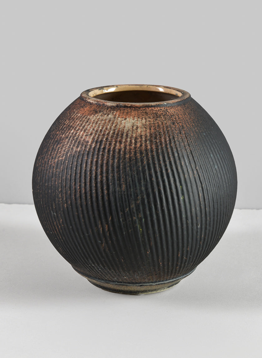 6.5in Wide Bashira Ethnic Aged Clay Fishbowl Decor Jamali-garden
