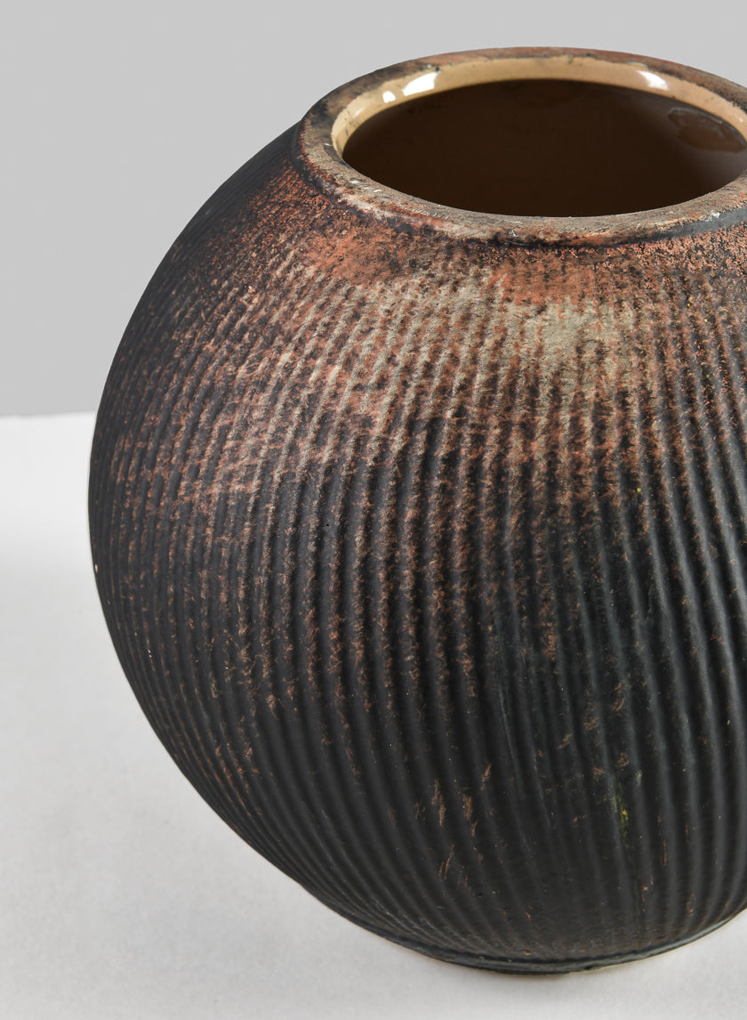 6.5in Wide Bashira Ethnic Aged Clay Fishbowl Decor Jamali-garden