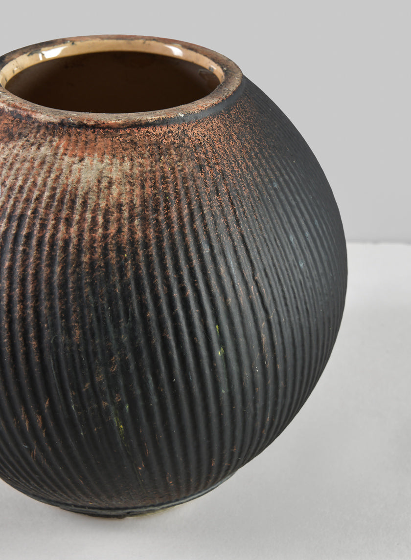 6.5in Wide Bashira Ethnic Aged Clay Fishbowl Decor Jamali-garden