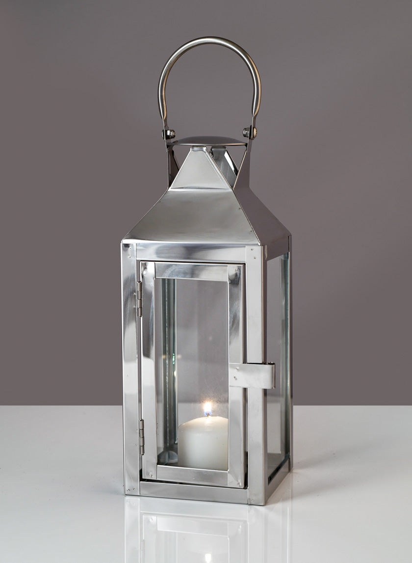 Silver Soho Stainless Steel Lanterns Decor Jamali-garden Silver 13in Tall EACH