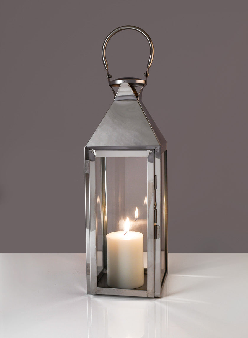 Silver Soho Stainless Steel Lanterns Decor Jamali-garden Silver 21in Tall EACH