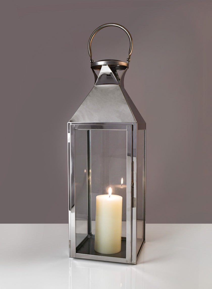 Silver Soho Stainless Steel Lanterns Decor Jamali-garden Silver 25in Tall EACH