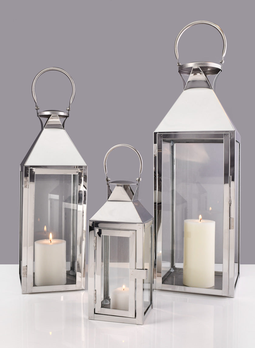 Silver Soho Stainless Steel Lanterns Decor Jamali-garden
