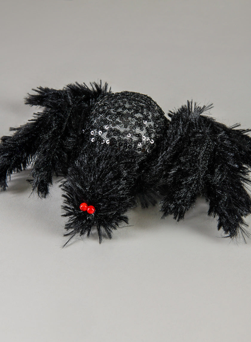 12in Hairy Black Spider Decor Jamali-garden