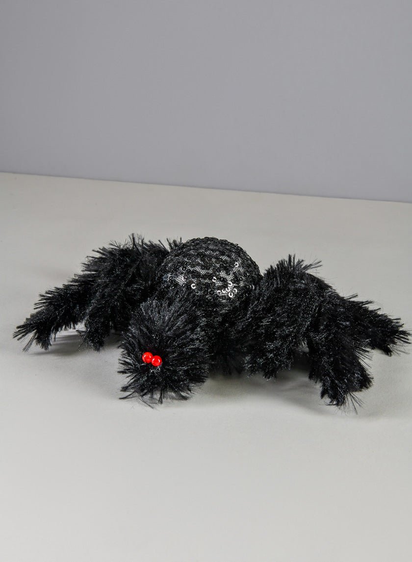 12in Hairy Black Spider Decor Jamali-garden
