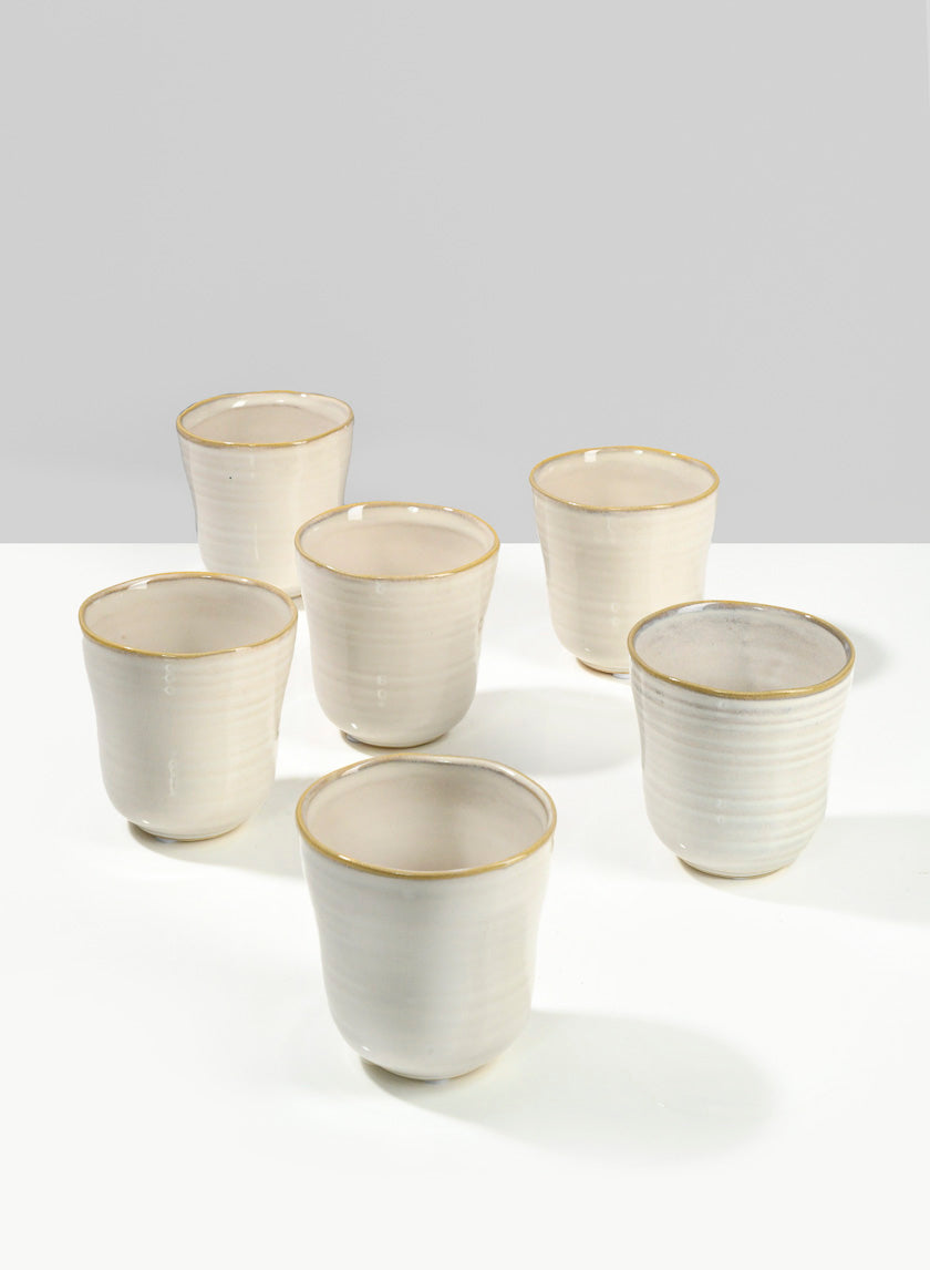 3.5in Tall White Ceramic Ripple Pot Decor Jamali-garden