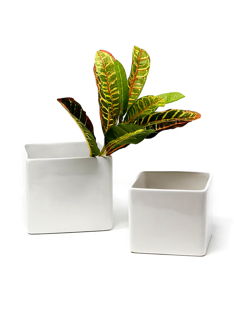 Gloss White Ceramic Cubes Decor Jamali-garden