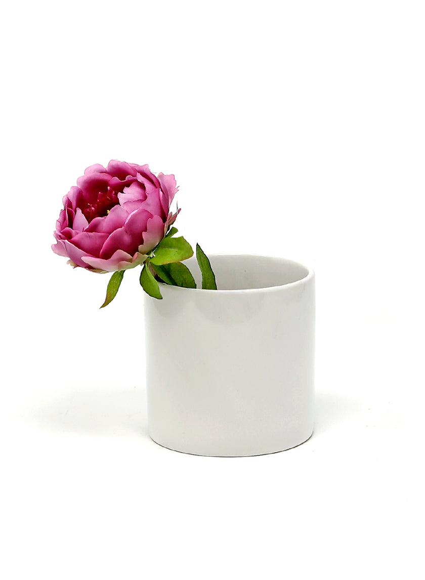 4in Tall Gloss White Ceramic Cylinder Decor Jamali-garden