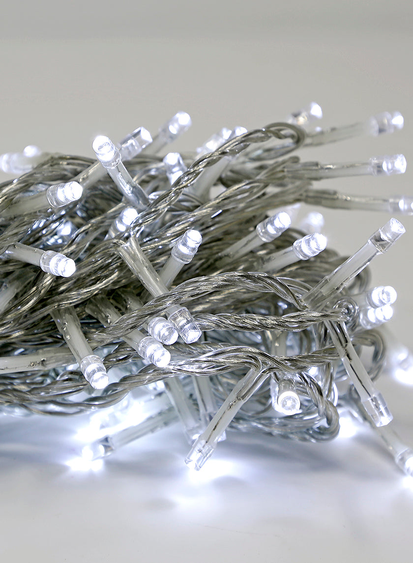 24ft Long 100 White LED Lights Set, Clear Cord Decor Jamali-garden