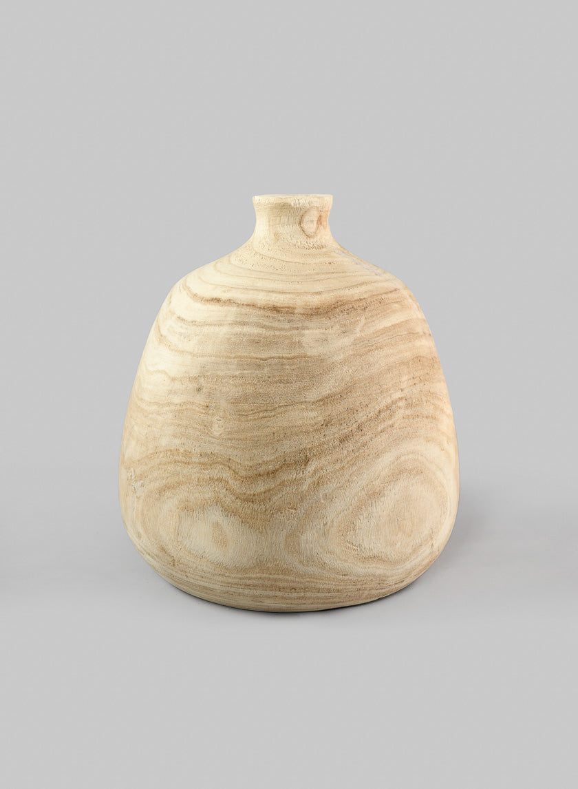 12in Tall Paulownia Wood Bottle Vase Decor Jamali-garden